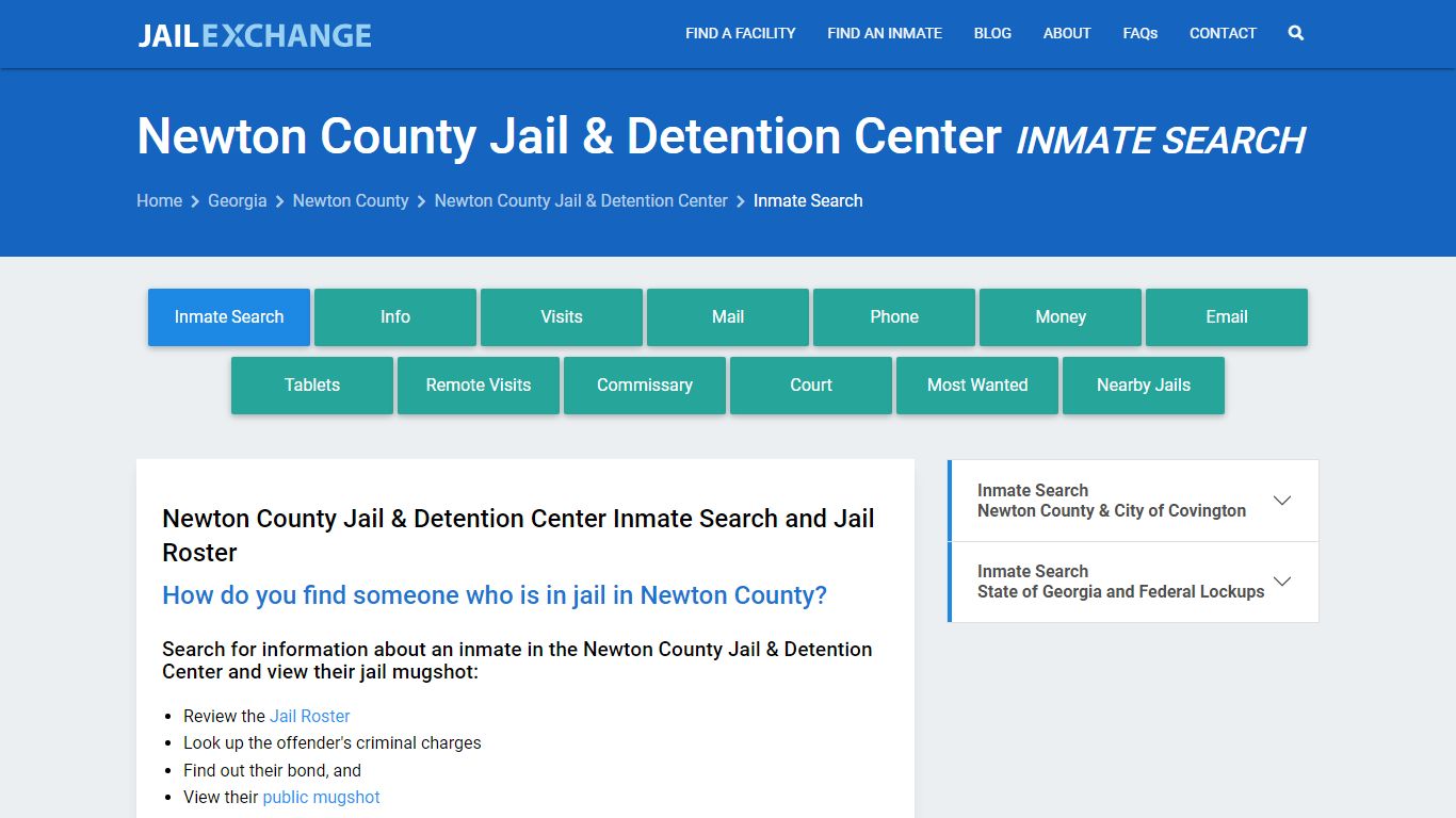 Newton County Jail & Detention Center Inmate Search